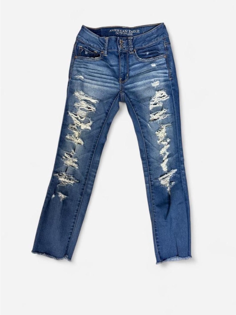 American Eagle Outfitters Men’s Ripped Slim Straight Jeans - Blue